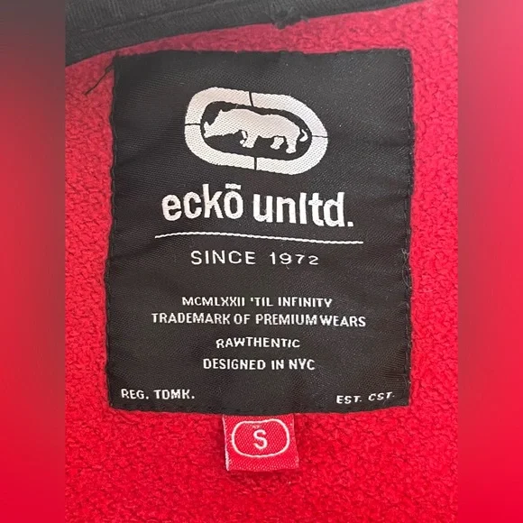 Y2K Ecko Unlimited Mens Hoodie in Red and Black - Picture 4 of 7